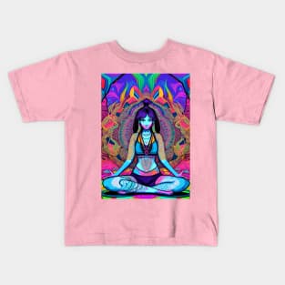 Yoga Girl Artwork in Trippy Psychedelic Colors Kids T-Shirt